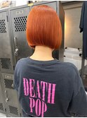 【GEEKS渋谷】切りっぱなし/重めボブ/前下りボブ/オレンジ/美髪