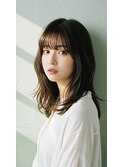 オリーブベージュミディアムレイヤー　韓国 顔まわりカット越谷