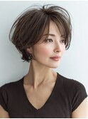 白髪ぼかし脱白髪染め似合わせショートボブ40代50代60代