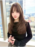 フェイスレイヤー　前髪顔周りカット　グレージュ