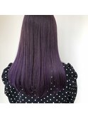 暗髪×パープルアッシュで透け感カラー