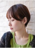 コンパクト 丸みショート 大人かわいい シアーブラウン