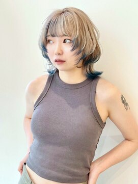 ニューヨークニューヨーク なんば道頓堀店(NYNY) ウルフカット×ブルーエンドカラー