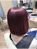 酸性ストレート×ケアブリーチ×ローズカラー×肩上ボブ