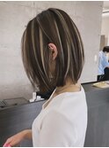 髪質改善×ハイライト　上品な筋感からしっかり目も幅広く対応◎