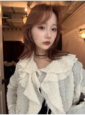 レイヤーカット 顔まわりカット ブラウンカラー