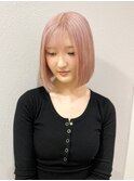 ピンク/ブリーチ/カラー/ボブカット