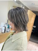 くびれショートボブ40代50代グレイカラー白髪染め白髪ぼかし
