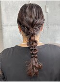 編み下ろしヘアセット、結婚式結婚式お呼ばれヘア