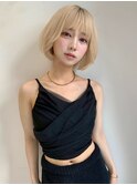 大人かわいいワンカールミディアムボブ10代20代30代40代