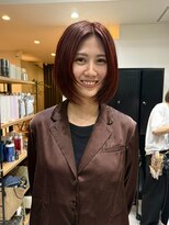 ディーエックス ウエスト(Dxxxx WEST)&nbsp;ボブレイヤー 顔周りカット ボルドーカラー ブリーチなしカラー