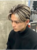 フェザーショートアップバングセンターパートメンズハイライト