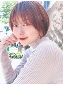 say.ショートボブ耳掛けショートローズブラウンイメチェン