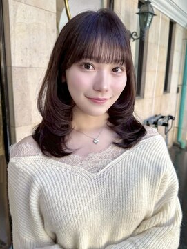 ラグーン 原宿 表参道(LAGOON) 大人ミディアムレイヤー30代40代50代前髪カット顔まわりカット