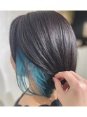 クラゲヘアーオリーブグレーココアベージュインナーブリーチ