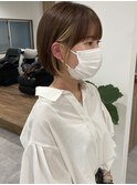 イヤリングカラー/ラインボブ/顔周りカット/ハイトーン/立川