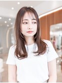 20代30代大人可愛い斜めバンググレージュカラー/レイヤーカット