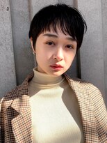 シーン(SCENE)&nbsp;ベリーショート　眉上バング　束感ショート　黒髪【天神/今泉】