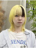 【GEEKS渋谷】イエロー/ウルフカット/顔まわりレイヤー/透明感