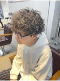 波巻きパーマメンズマッシュツーブロック