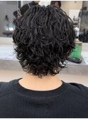【名古屋サーフカールパーマ】黒髪メンズウルフフェザーショート