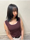 ミディアムボブレイヤーネイビーブラック溝の口NAMI