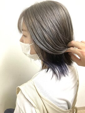 浪漫館 サンク(CINQ) インナーカラー ミルクティーグレージュ ミディアム@岩下