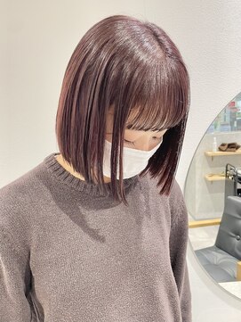 ラミエバイメルト 下北沢(lamie by melt) 毛利/20代人気切りっぱなしボブくすみピンクブラウンカラー