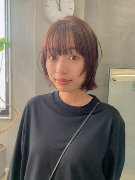 テトヘアー(teto hair) ボブウルフ、フェイスレイヤー、ピンクベージュ、