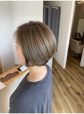 前下がりショートボブ~オリーブベージュカラー~