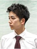 ツーブロ無しアップバングショートビジネスヘアメンズ理容室