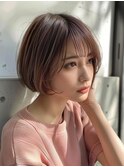 イメチェン 外はね ボブ 美髪 ワイドバング ブルーブラック