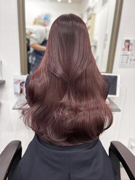 アオ(ao.) ブリーチなしピンク顔まわりレイヤー韓国前髪あり