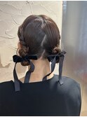 リボン ツインアレンジ ヘアセット  渋谷宮益坂 momoko