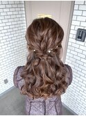ハーフアップ ミックス巻き パールピン 参列ヘア お出かけヘア