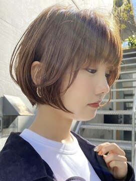 エリマ 横浜西口(elima) 横浜西口白髪染めタッセルボブミルクティーベージュアッシュ40代