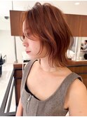 黒髪 ボブルフ ネビージュ 小顔 ワンレン スペインカール