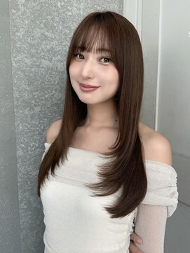 シーシンジュク 新宿南口(Sea shinjuku) ココアベージュ×レイヤー[小顔/黒髪/オリーブグレー]