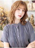 外国人風イヤリングカラーくびれパーマミディc7大宮20代30代40代