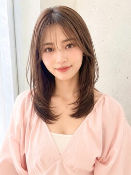 ノア 三宮店(NOA) 【NOA】* 透け感アッシュブラウン×シースルーバングミディ