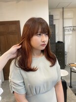 スイート ヘアデザイン(Suite HAIR DESIGN)&nbsp;【顔周りカットSayaka】チラッと！オレンジイヤリングカラー