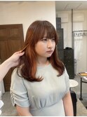 【顔周りカットSayaka】チラッと!オレンジイヤリングカラー
