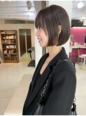 シンプルボブ*シア―グレージュ*ナチュラルボブ*前髪ありボブ