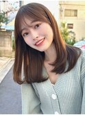 20代30代40代◎前髪パーマ韓国風巻きくすみベージュお団子ヘア