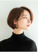 小顔ショートボブ/白髪ぼかし/40代/50代
