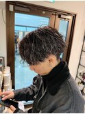ツイストスパイラルパーマ ハイライト マッシュカットメッシュ