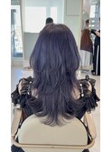 紫色×ウルフカット　ハッシュカット レイヤーカット