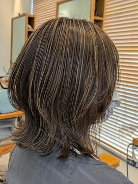 キャビン(CABIN) くびれ外ハネボブ＋全体カラー＋顔周り＆トップハイライトカラー