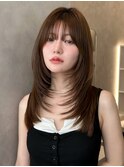韓国ヘアミディアムレイヤーカット小顔前髪イメチェン20代30代