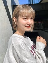 アペロ 柏(Apero)&nbsp;ミニボブ/ミルクティーベージュ/切りっぱなしボブ/柏美容室/前髪